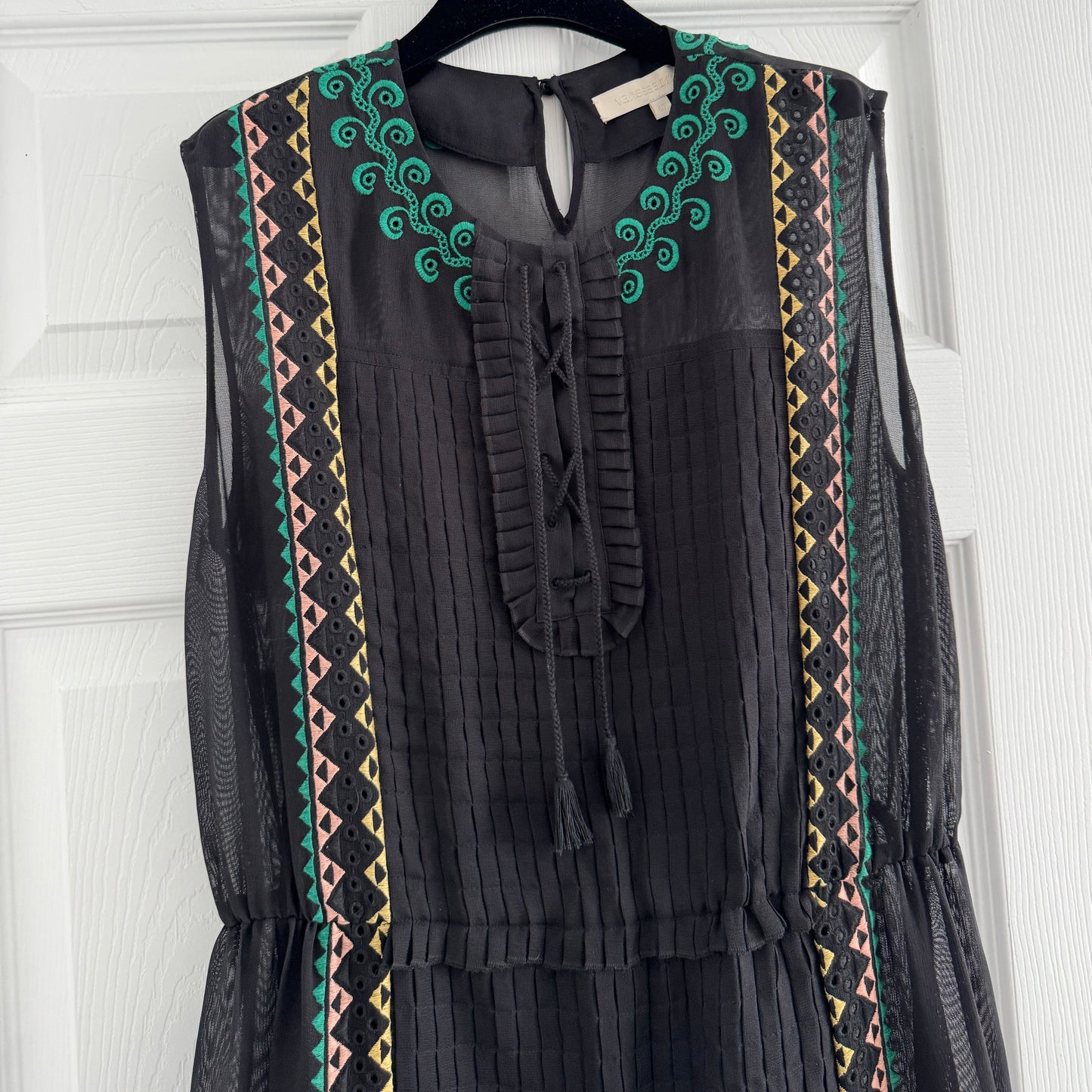 Vanessa Bruno Embroidered Silk Dress in Black, size 40