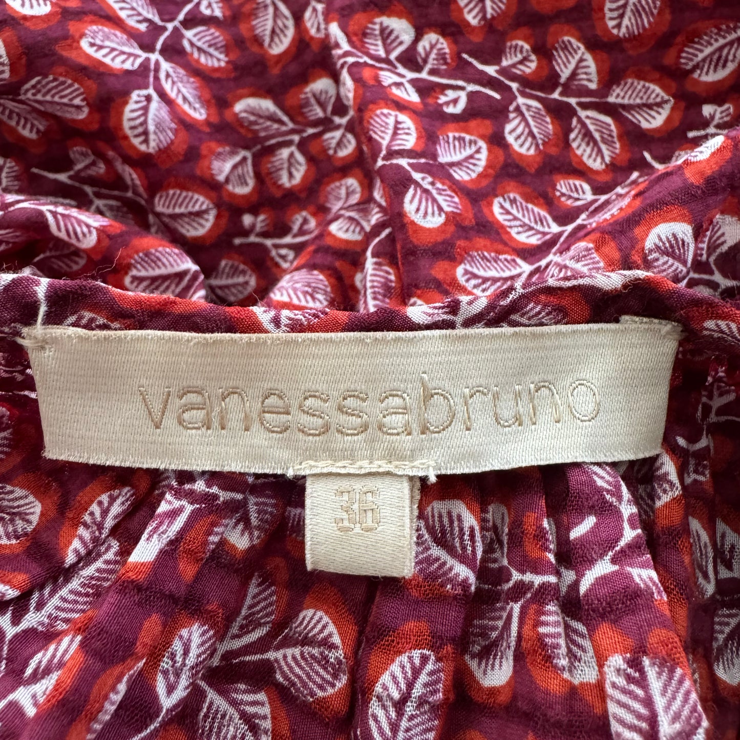 Vanessa Bruno Swingy Crop Top in Red Print, size 36 (fits size S/M)