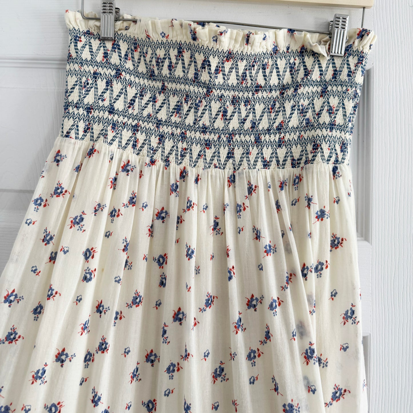Vanessa Bruno Strapless Cotton Smocked Maxi Dress, size Medium