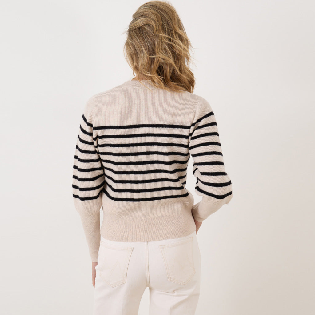 Vanessa Bruno "Astrid" Pullover in Navy/Ecru Stripe, size Small