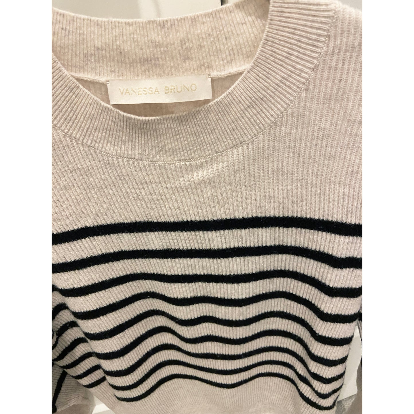 Vanessa Bruno "Astrid" Pullover in Navy/Ecru Stripe, size Small