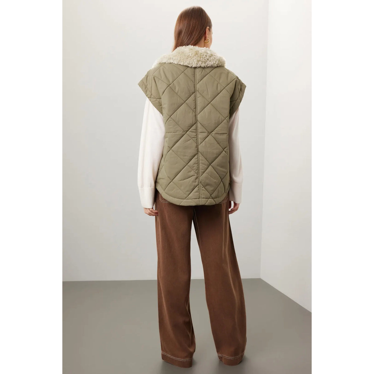 Vanessa Bruno "Basilica" Quilted Vest in Green, size M/L