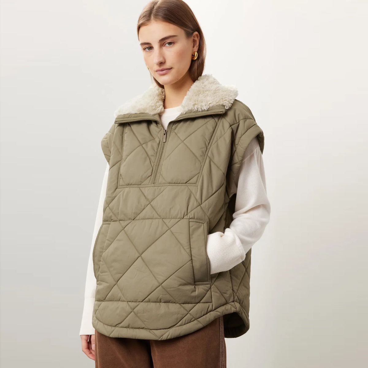 Vanessa Bruno "Basilica" Quilted Vest in Green, size M/L