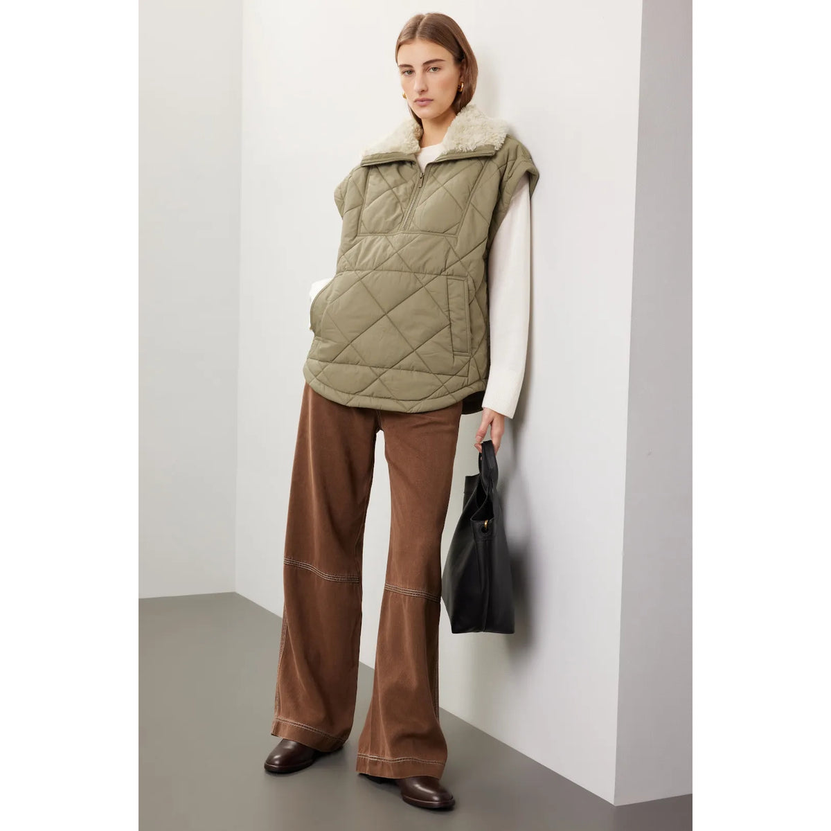 Vanessa Bruno "Basilica" Quilted Vest in Green, size M/L