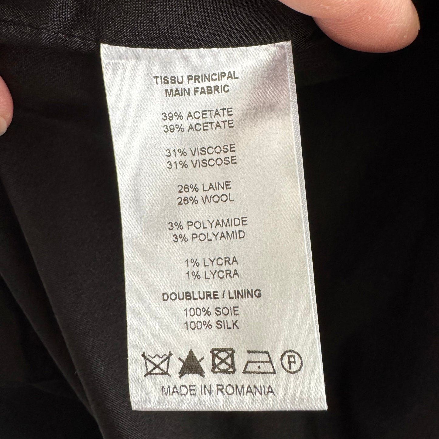 Vanessa Bruno Crepe Blazer in Black, size 40 (fits about size 8)