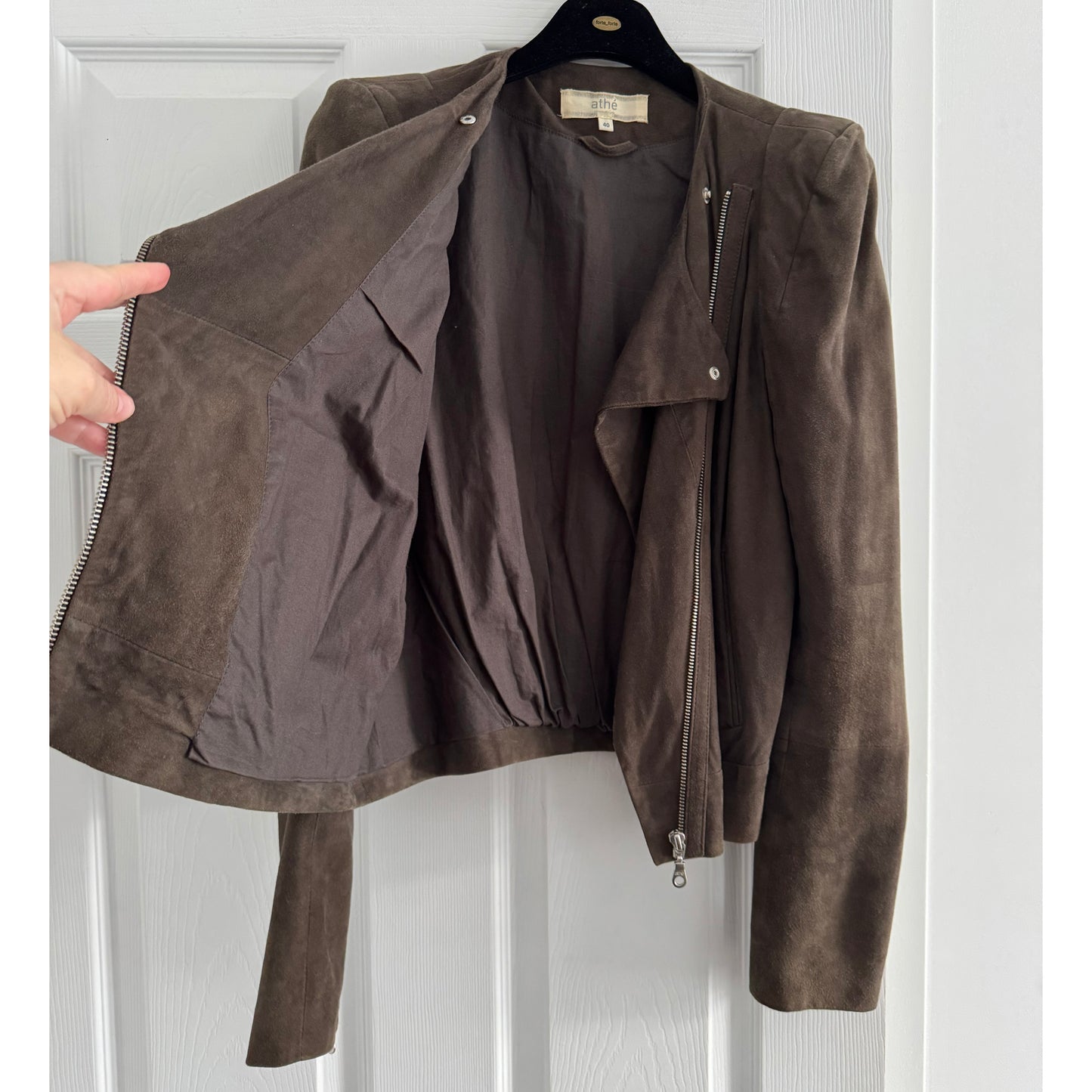 Vanessa Bruno Athe Suede Jacket in Brown, size 40