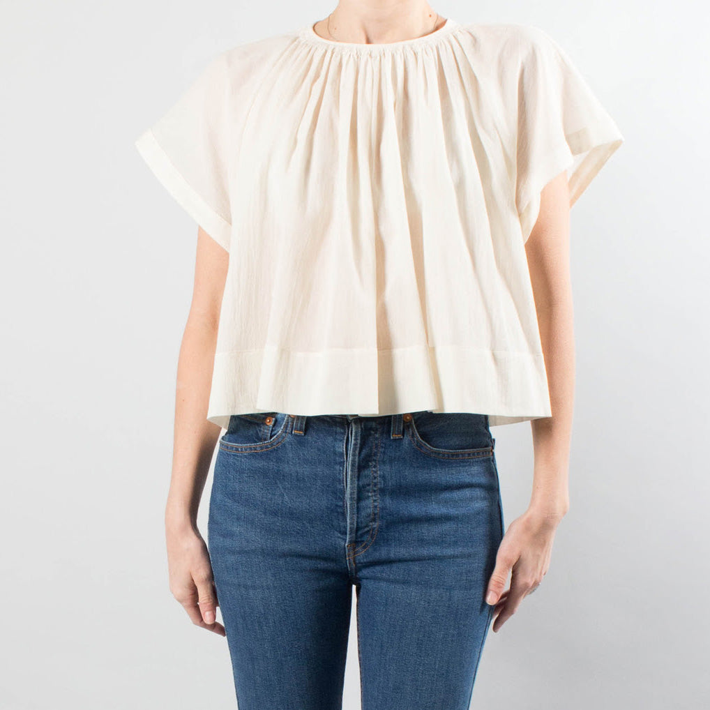Vanessa Bruno Swingy Cropped Voile Top in Ivory, size 34 (fits size Small)