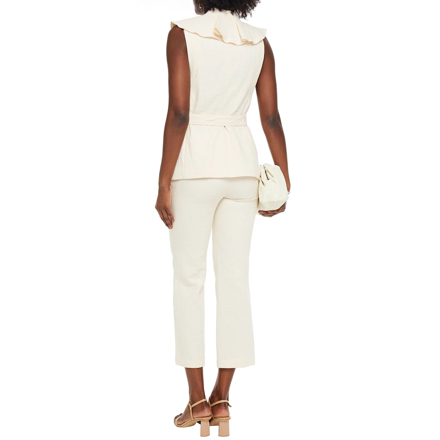 Pantalon cropped ivoire brodé Vanessa Bruno, taille 36. Convient comme une taille 2