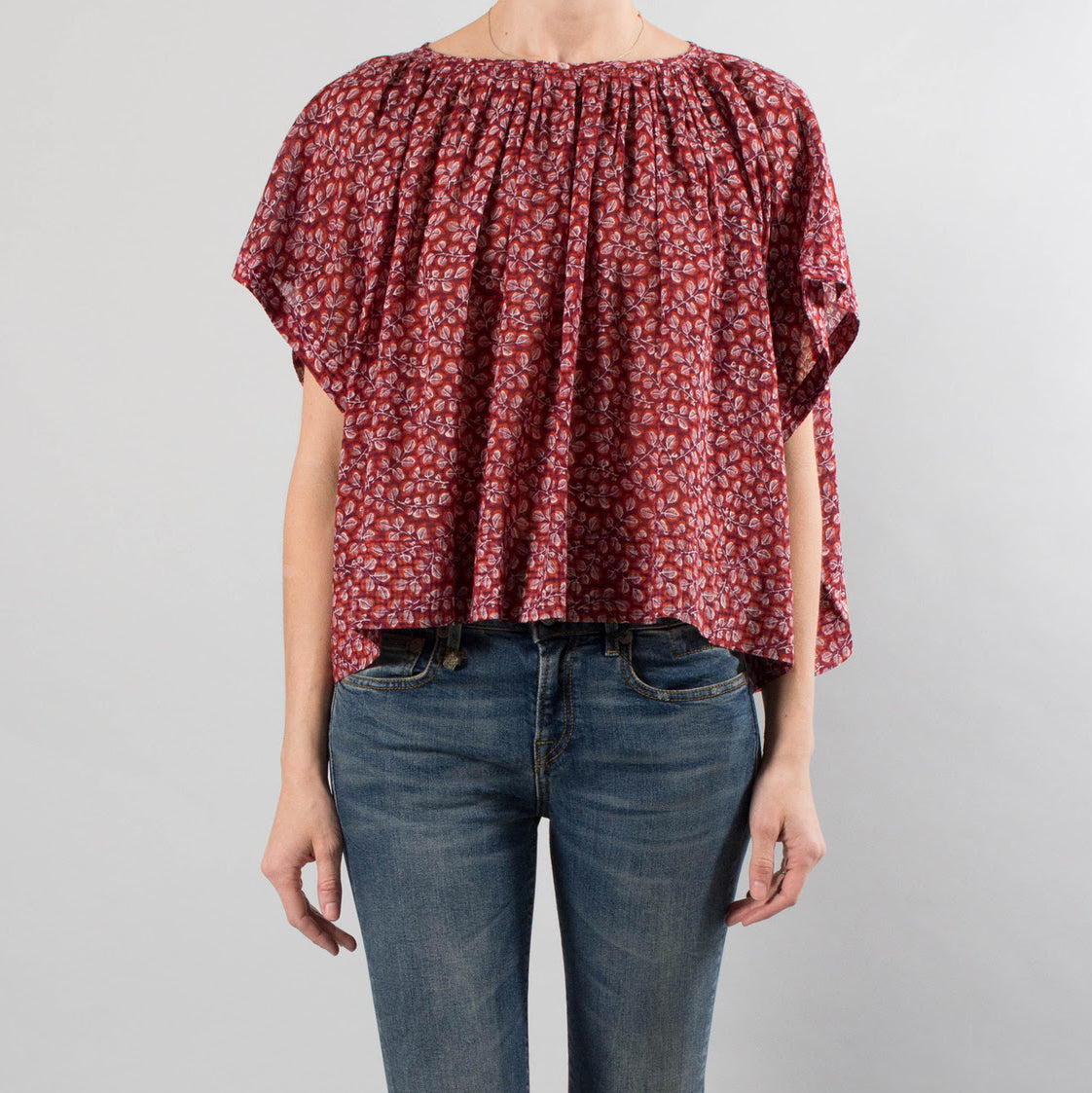 Vanessa Bruno Swingy Crop Top in Red Print, size 36 (fits size S/M)