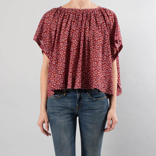 Vanessa Bruno Swingy Crop Top in Red Print, size 36 (fits size S/M)