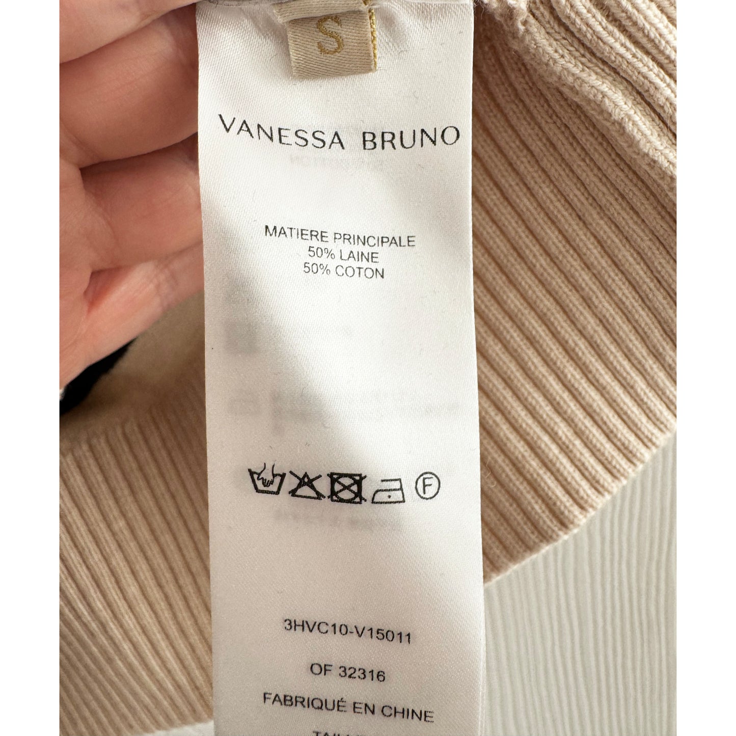 Vanessa Bruno "Cassandra" Knit Top in Navy/Ecru Stripe, size Small