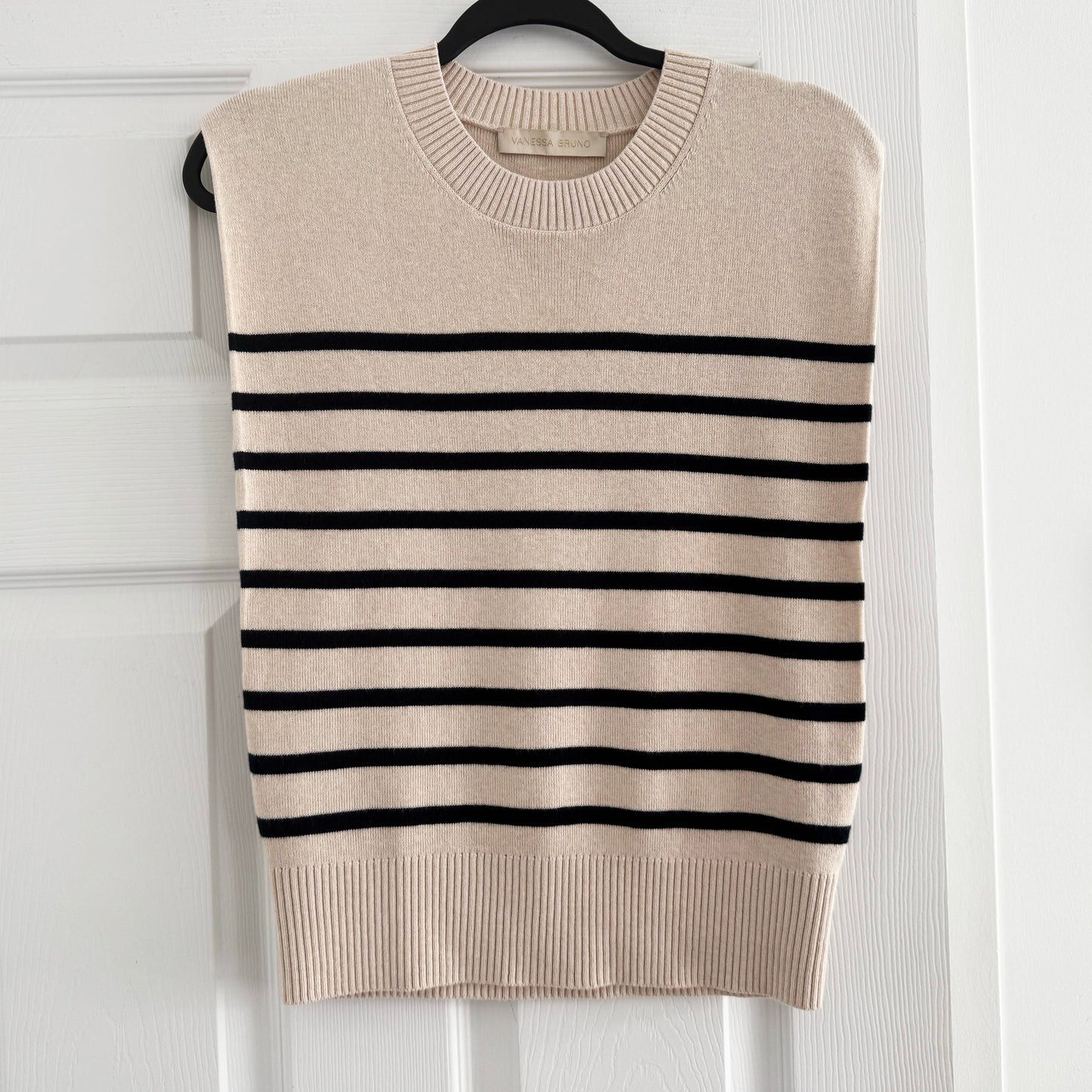 Vanessa Bruno "Cassandra" Knit Top in Navy/Ecru Stripe, size Small