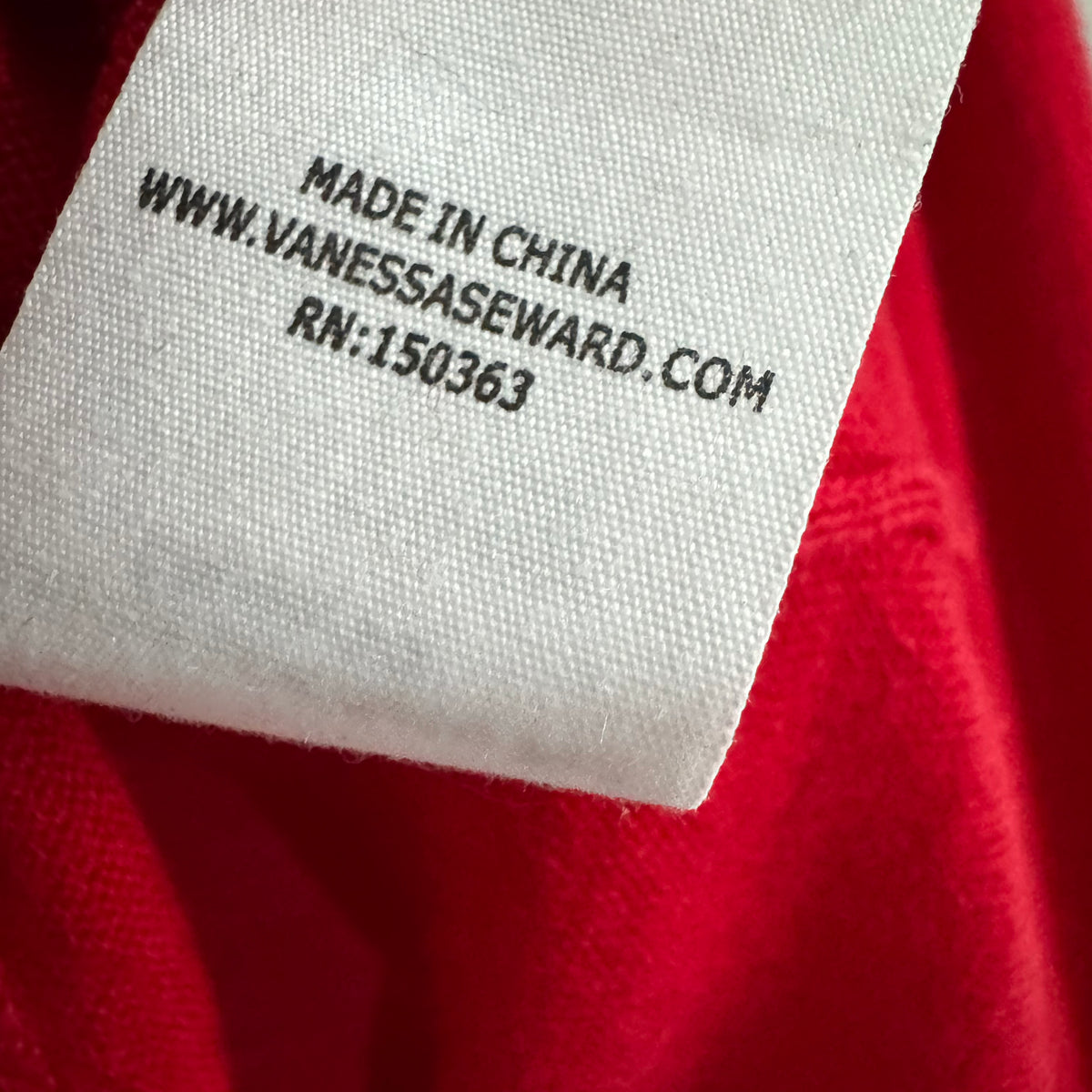 Vanessa Seward Wool Knit Top with Ruffle Collar in Red, size 42 (fits size 8)