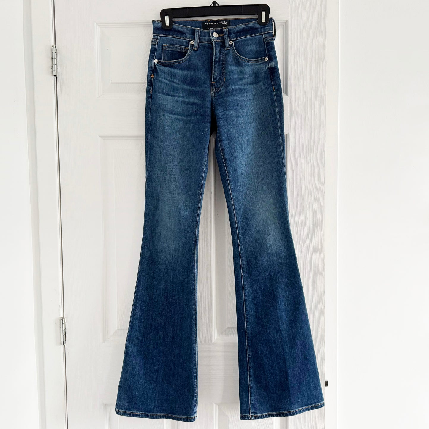 Veronica Beard "Beverly" High Rise Skinny Flare Jeans in "Bright Blue", size 25