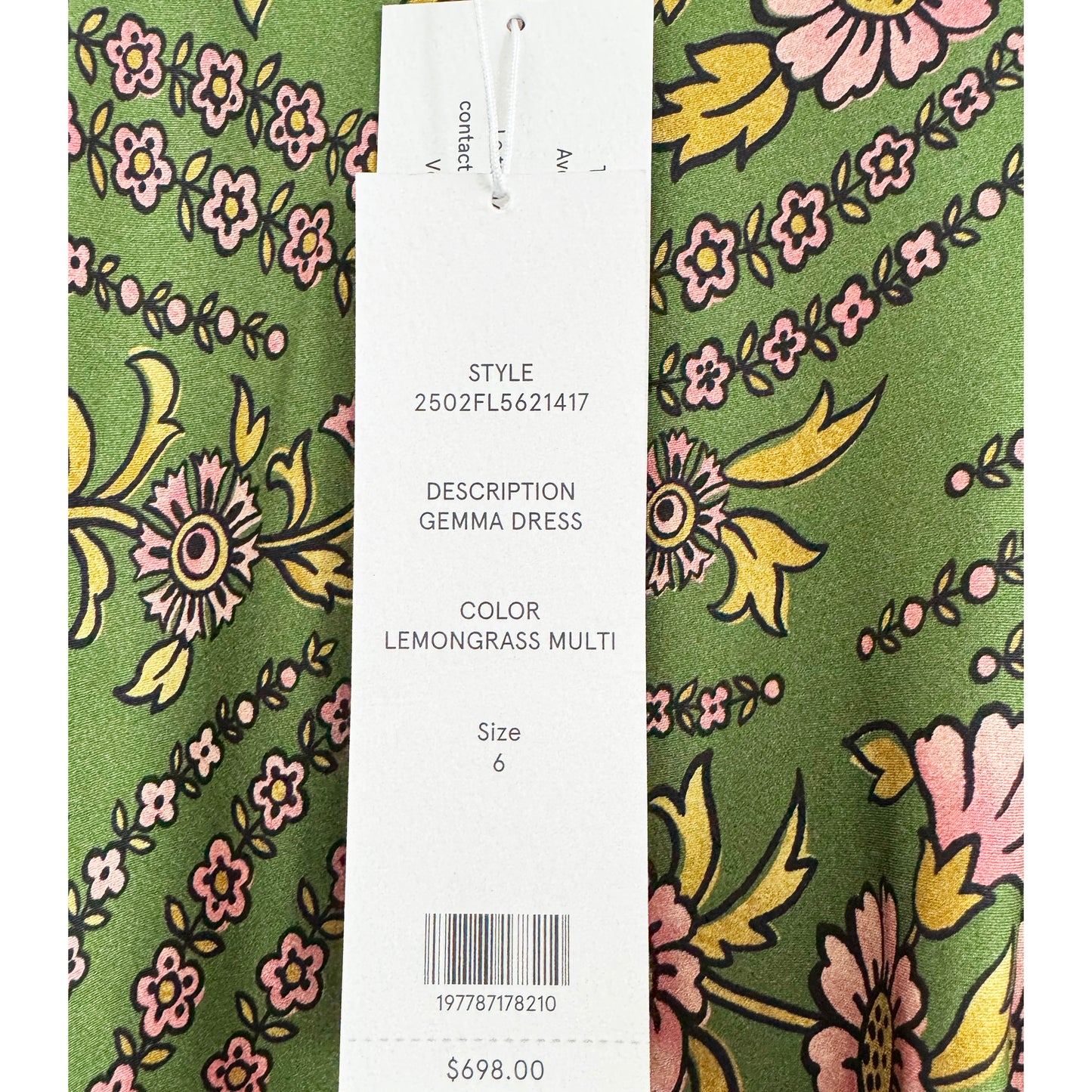 Veronica Beard "Gemma" Floral Silk Long Sleeve Dress in Green, size 6