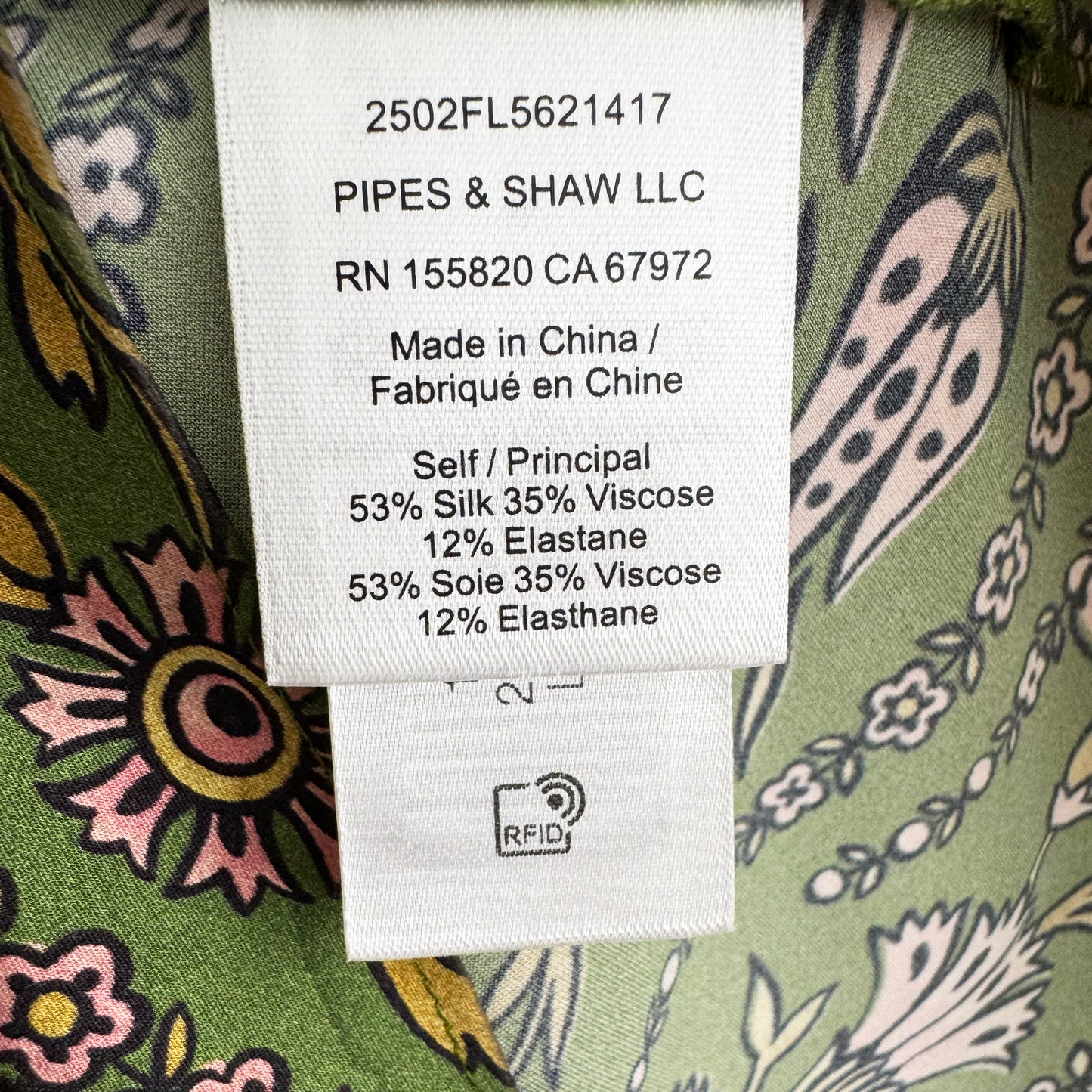 Veronica Beard "Gemma" Floral Silk Long Sleeve Dress in Green, size 6