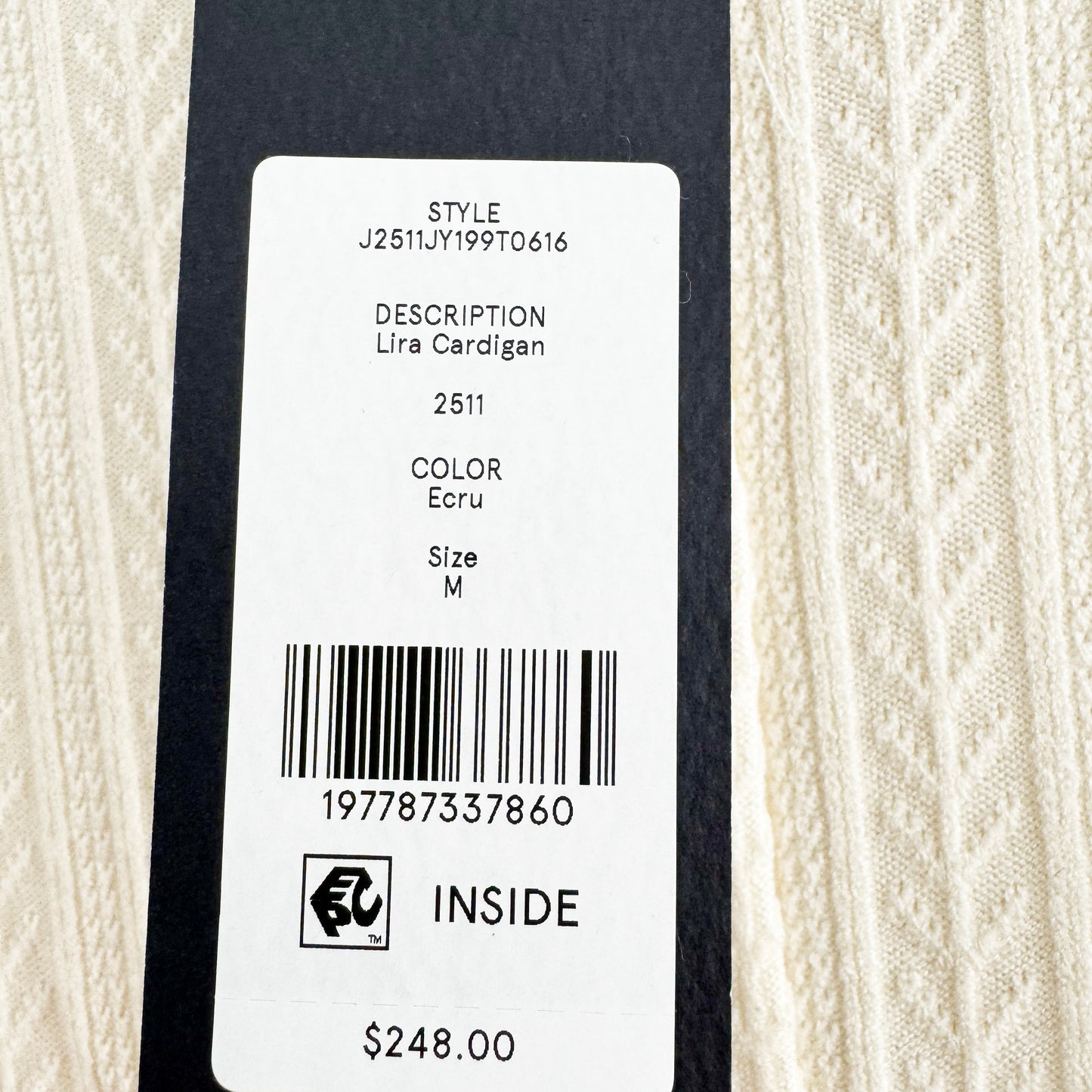 Veronica Beard "Lira" Cable Knit Cardigan in Ivory, size Medium