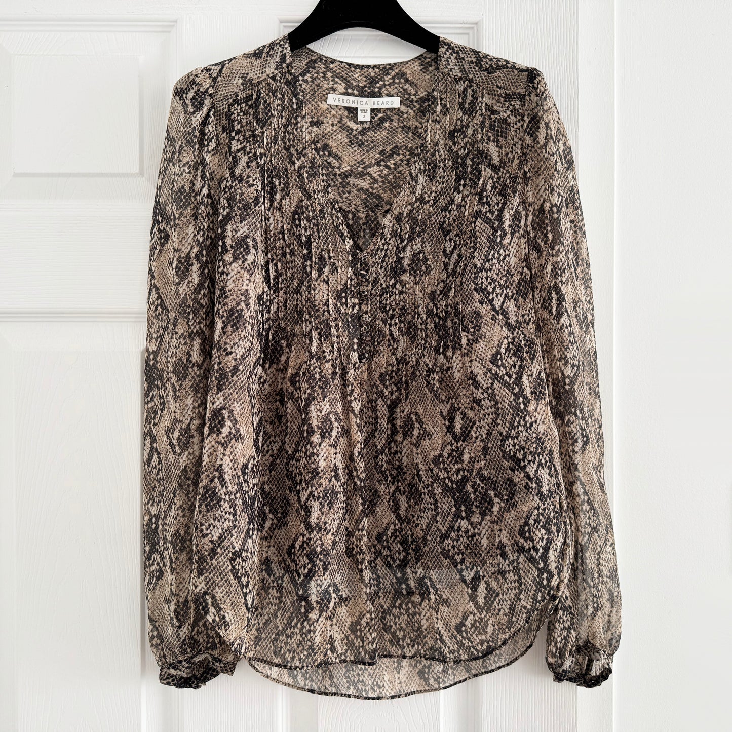 Veronica Beard "Lowell" Python Print top, size 2