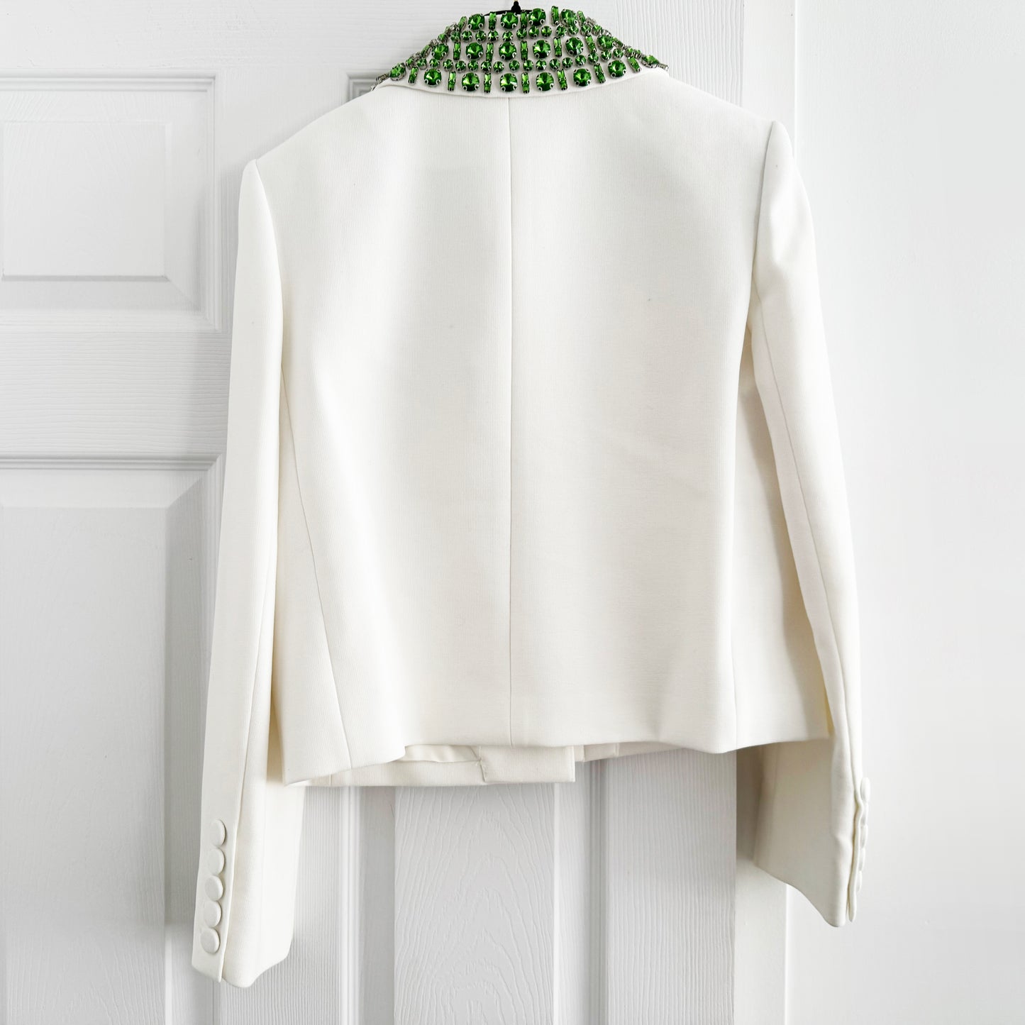 Veronica Beard "Imogen" Crystal-Embellished Jacket in White, size 4
