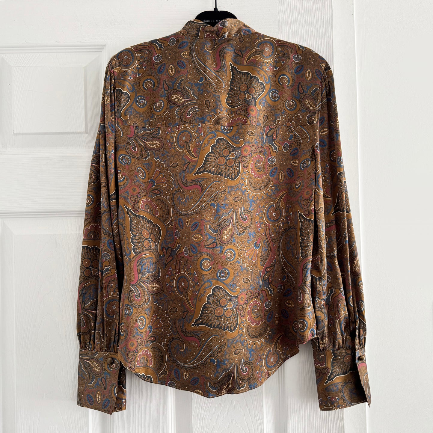 Veronica Beard "Francine" Paisley Stretch Silk Blouse in Brown, size 6