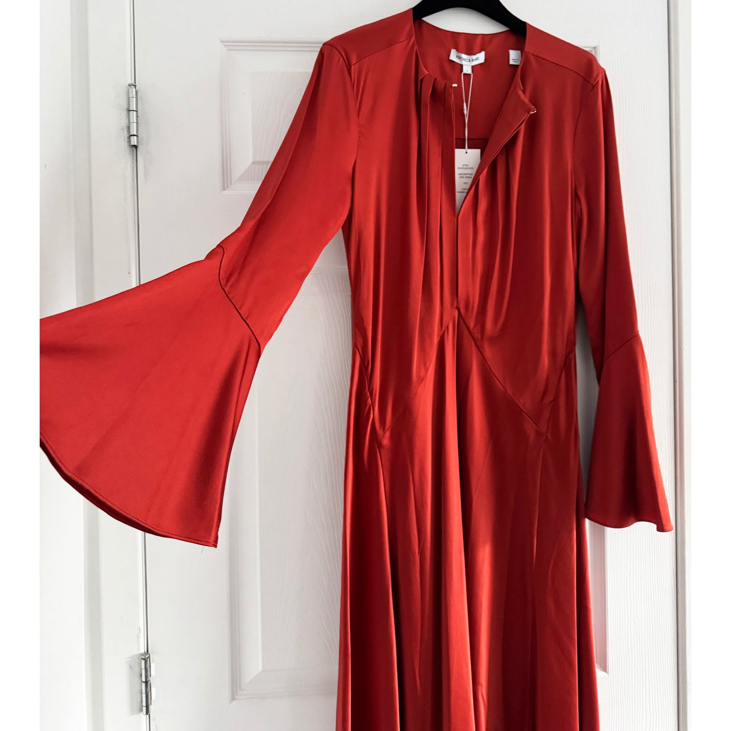 Veronica Beard "Ezri" Satin Dress in Red, size 6
