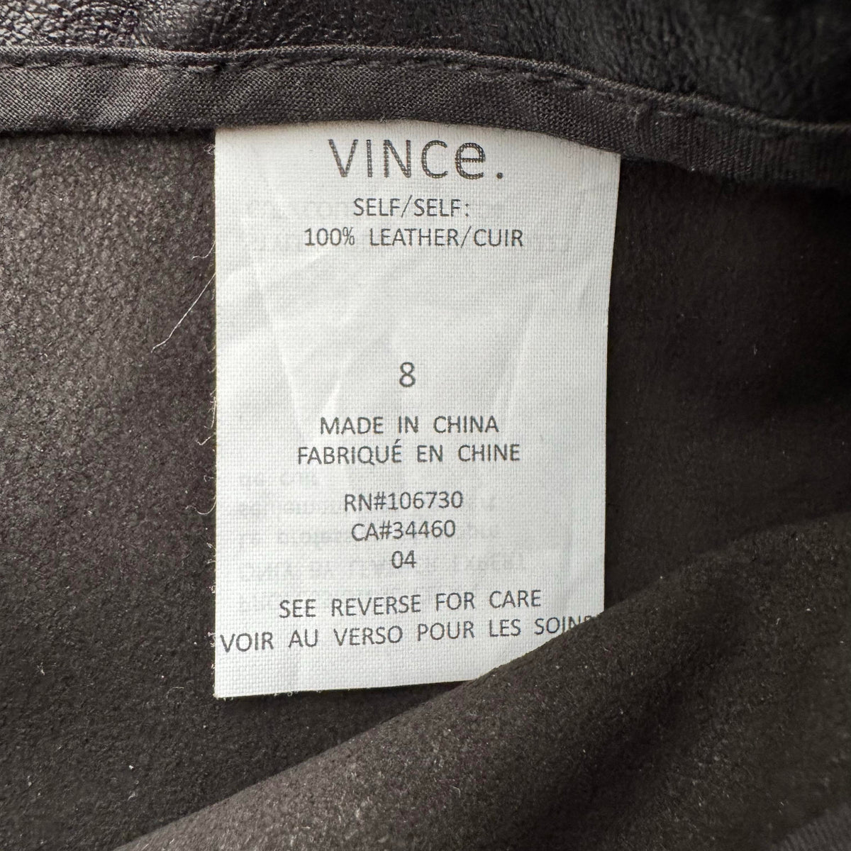 Vince Pleated Front Leather Skirt in Black, size 8