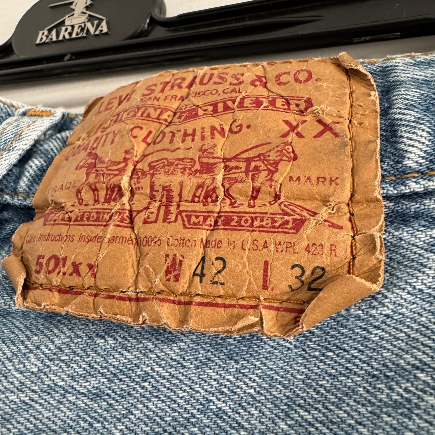 Vintage Levi's 501 Made in the USA, size 42 x 32 (fits like a modern womens's 34 in jeans)