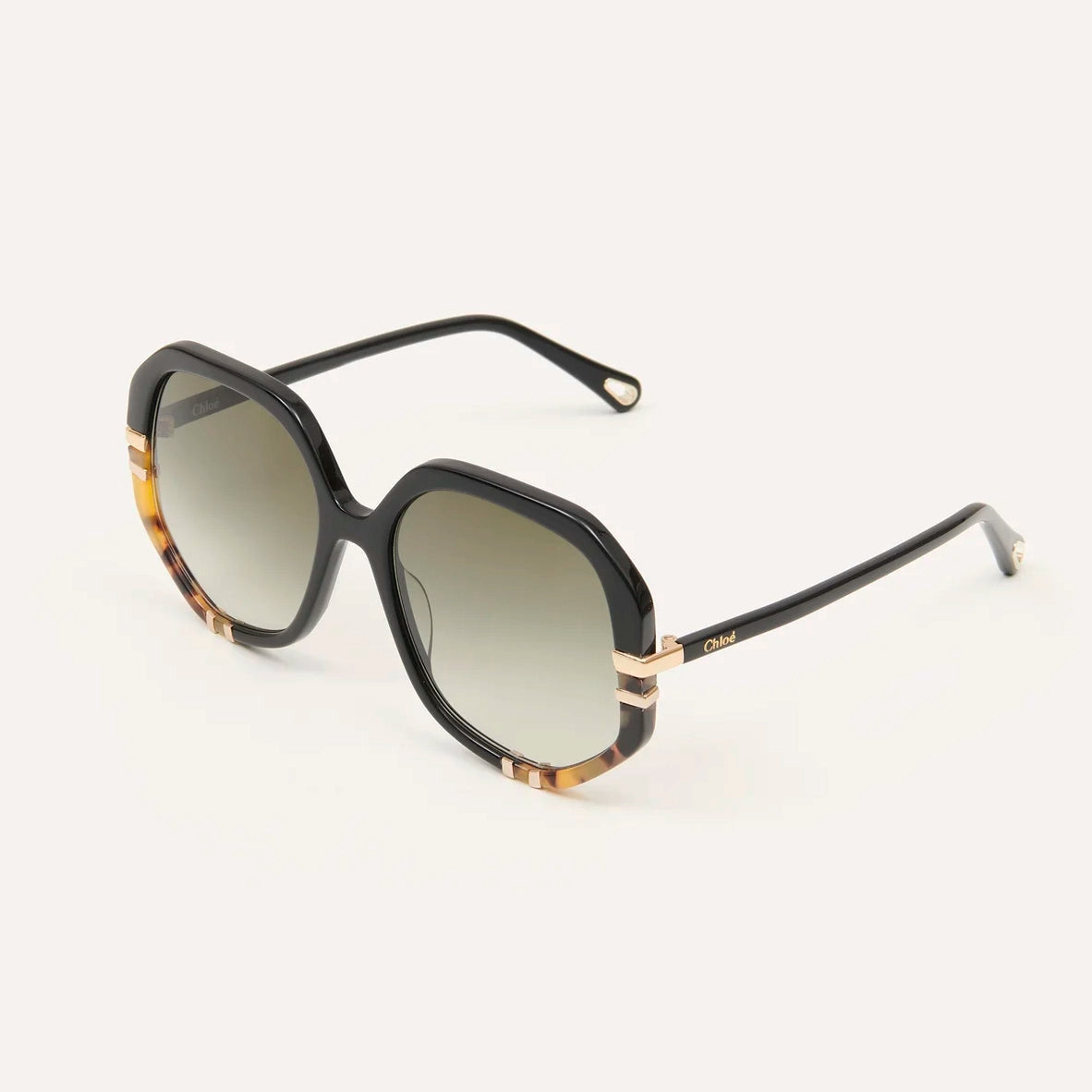 Chloé "West" Sunglasses in Black w Brown Tortoise