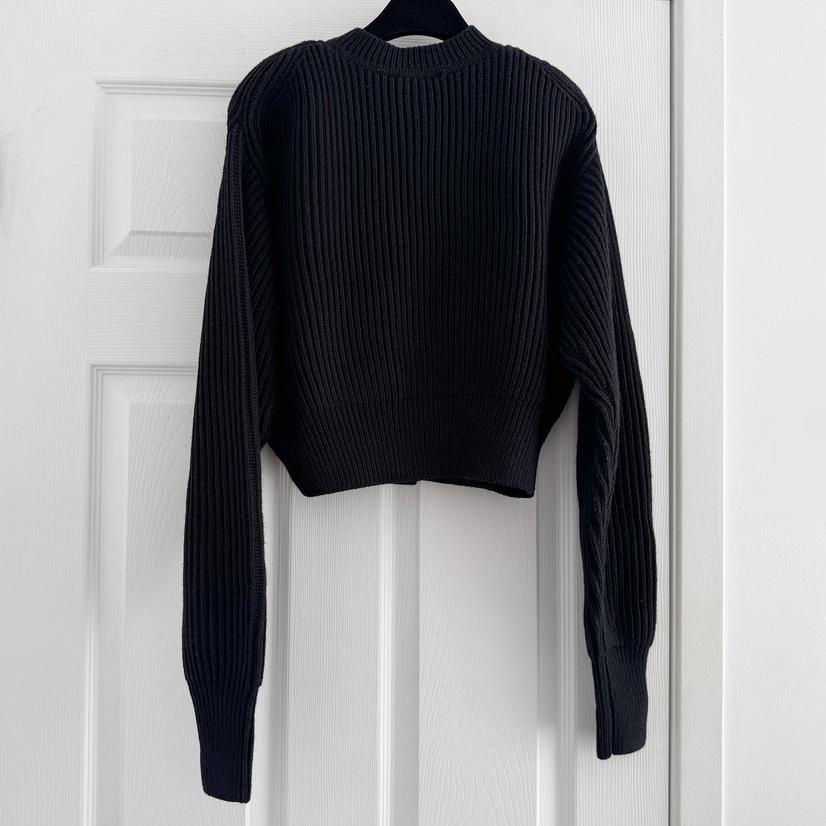 Wardrobe NYC x H&M Cropped Cardigan with Shoulder Pads in Black, size Small