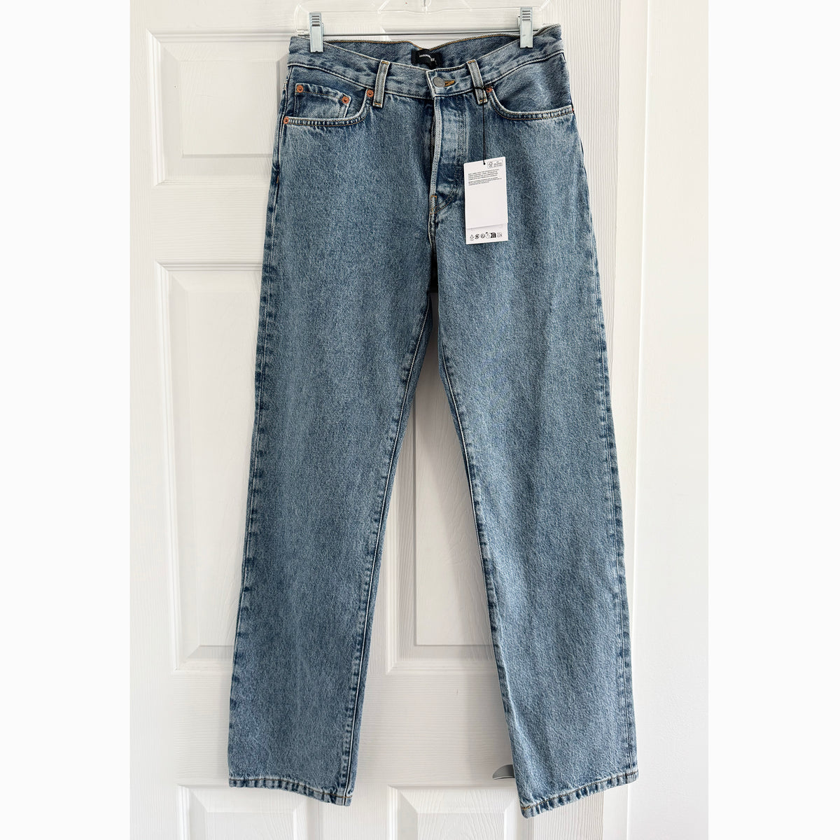 Wardrobe NYC x H&M Straight Leg Jeans in Blue, size 4