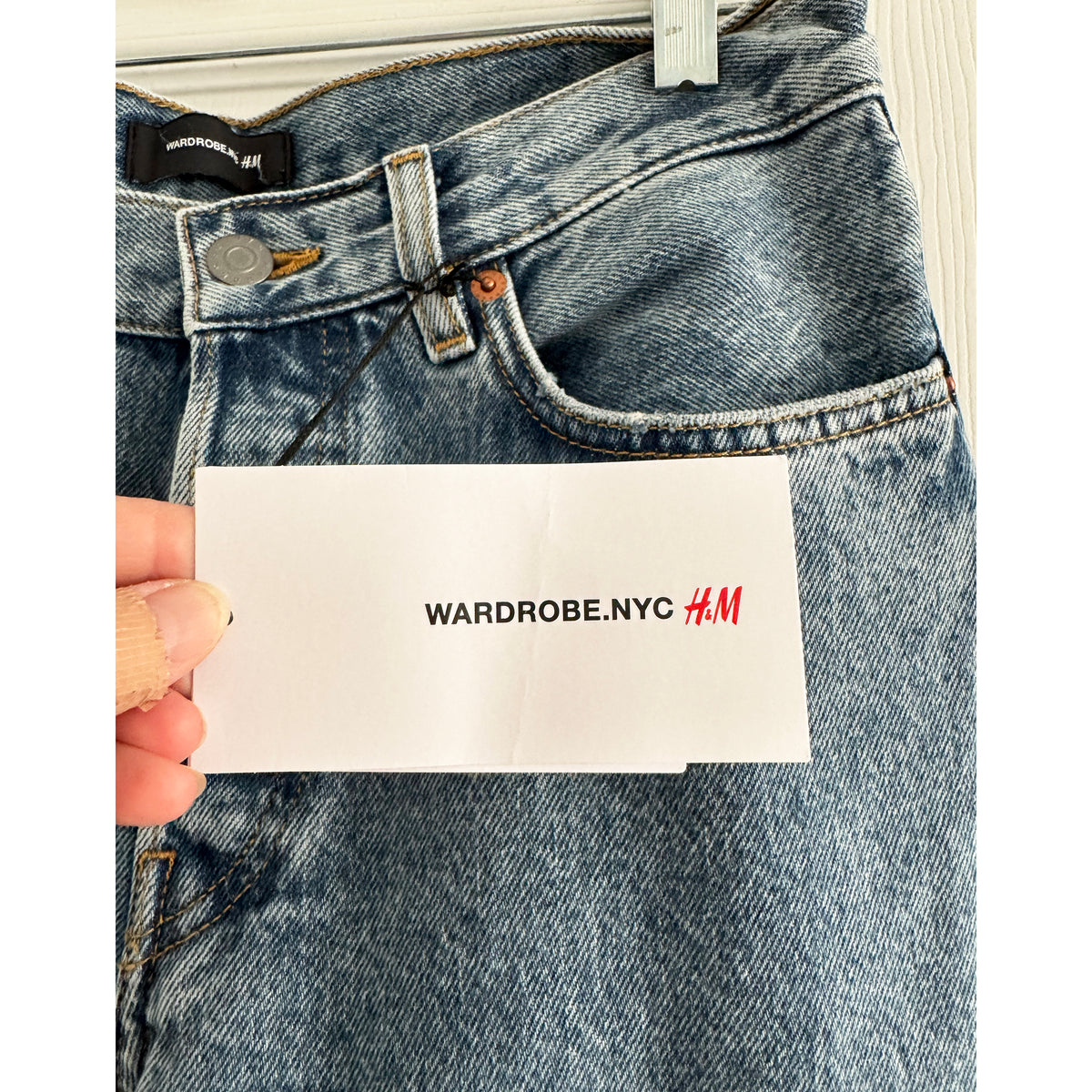 Wardrobe NYC x H&M Straight Leg Jeans in Blue, size 4