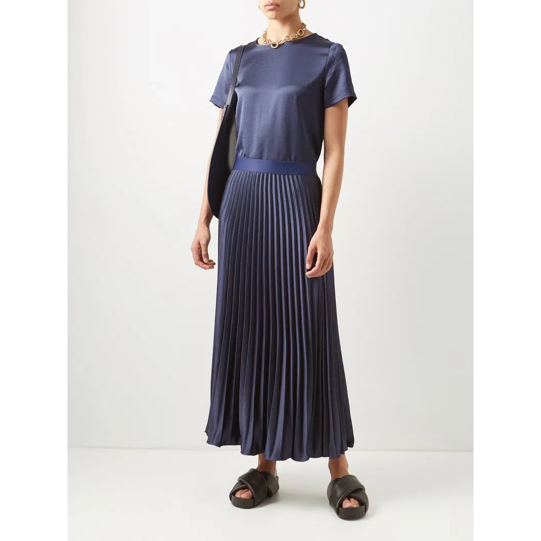 Weekend Max Mara "Gavino" Navy Pleated Skirt, size 8