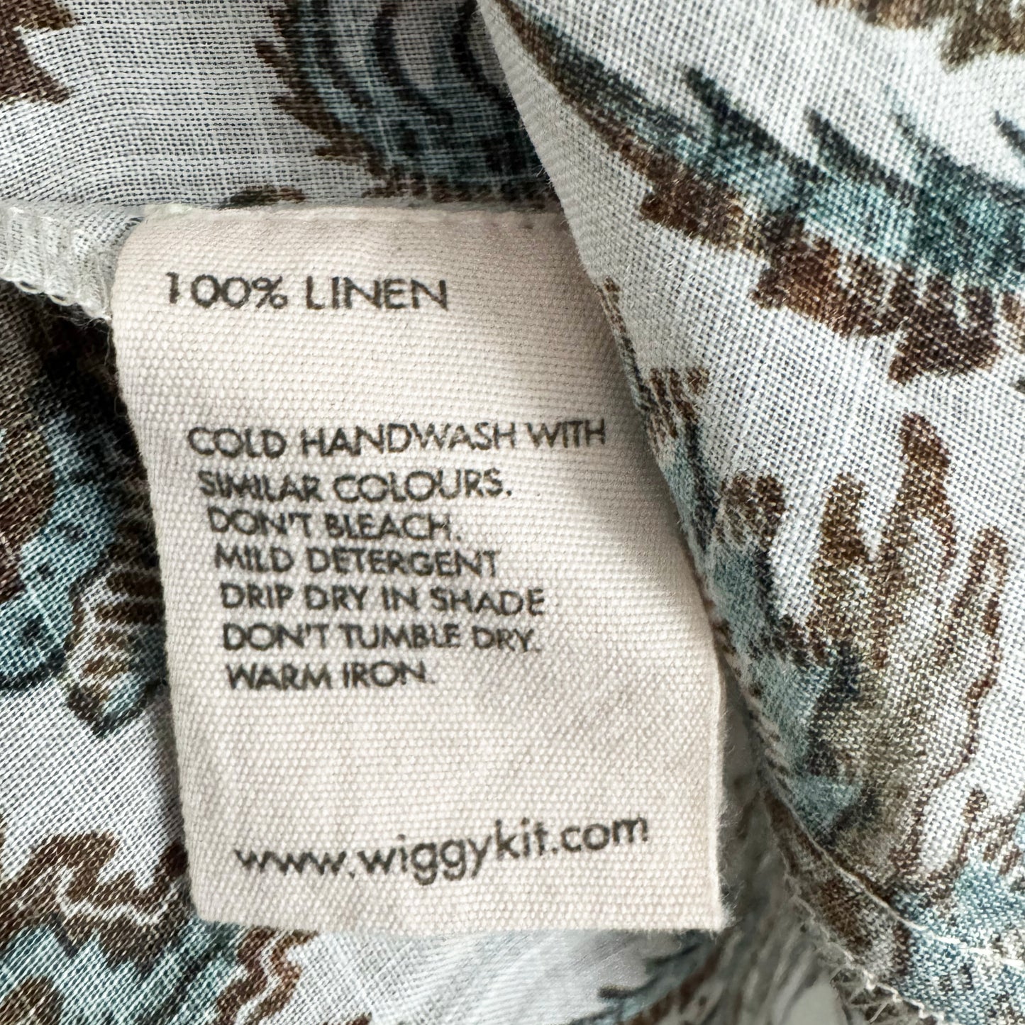 Wiggy Kit "Carmen" Linen Dress in "Green Jungle Print", size Large