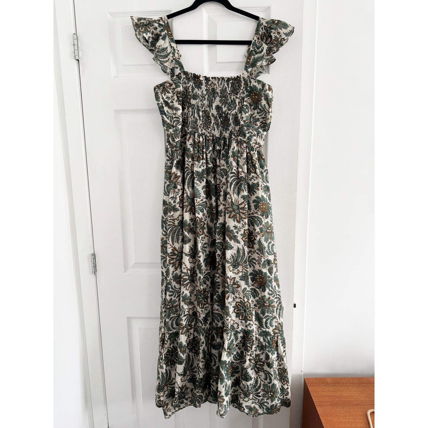 Wiggy Kit "Carmen" Linen Dress in "Green Jungle Print", size Large