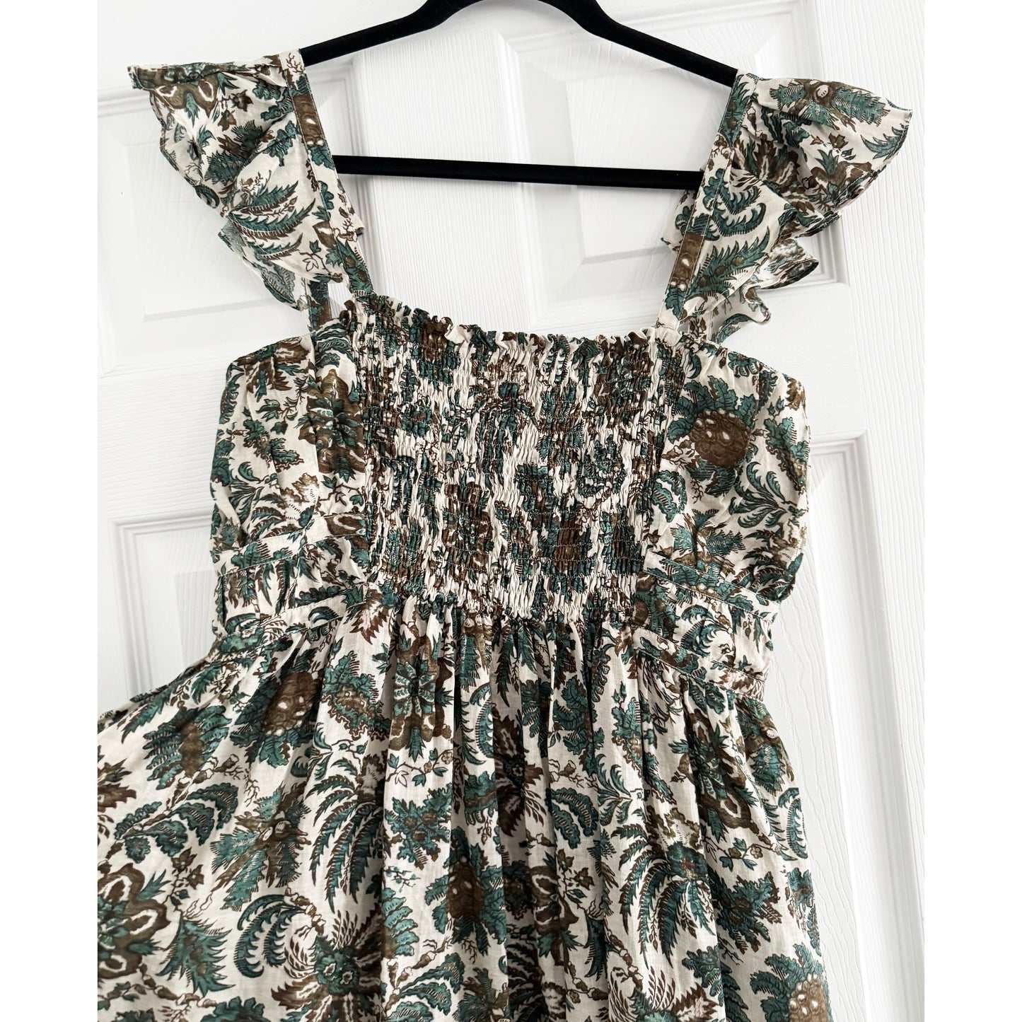 Wiggy Kit "Carmen" Linen Dress in "Green Jungle Print", size Large