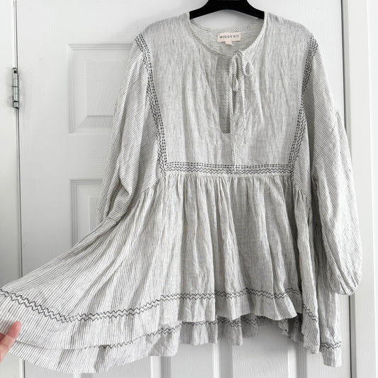 Wiggy Kit Striped Linen "Libertine" Top, size Large