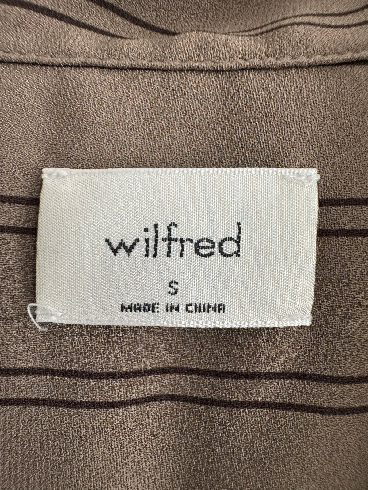 Wilfred "Overture" Crepe Blouse in Taupe/Brown Stripe, size Small