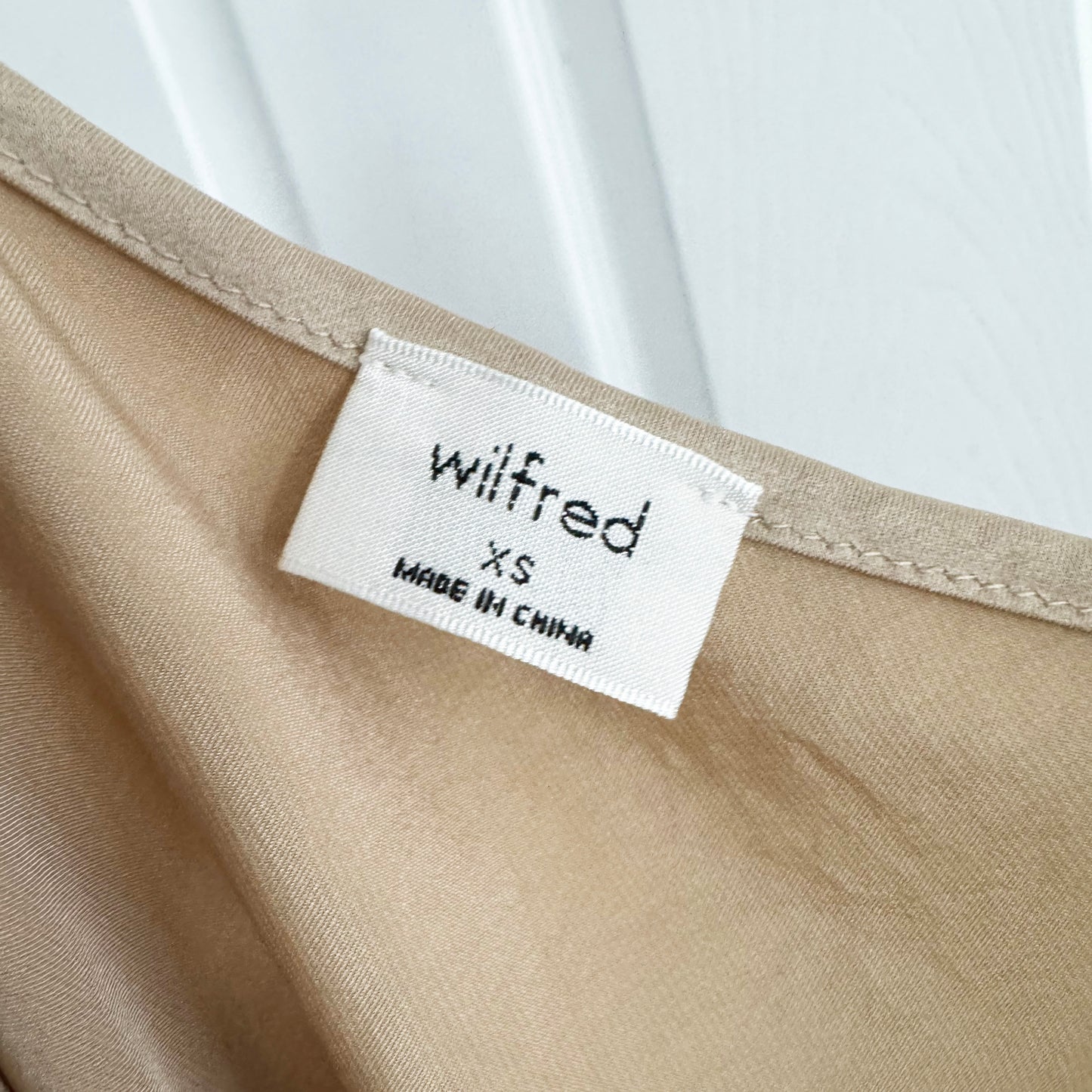 Wilfred Satiny Slip Dress in Beige, size XS