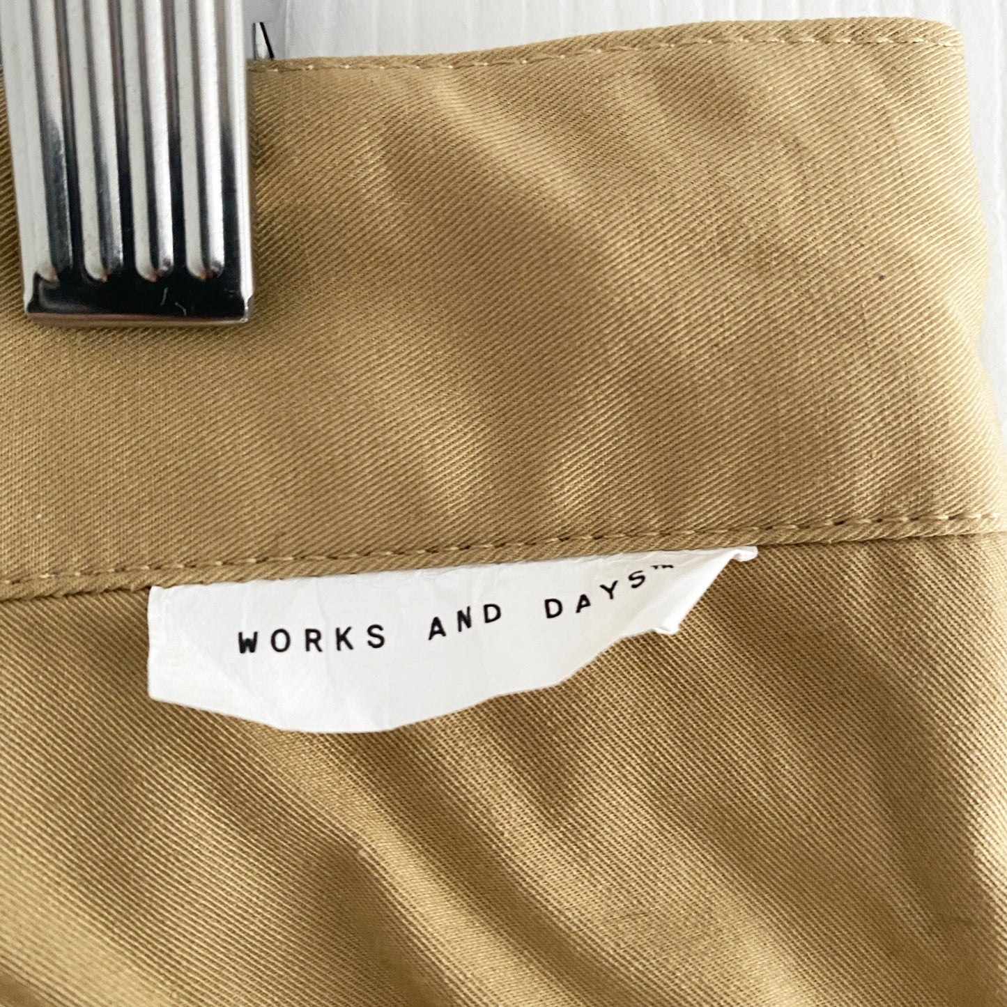 Works And Days "Cordura" classic chino in Khaki, size Large