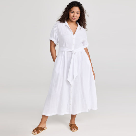 Xirena "Caylin" Cotton Dress in White, Size Large (fits like Medium?)