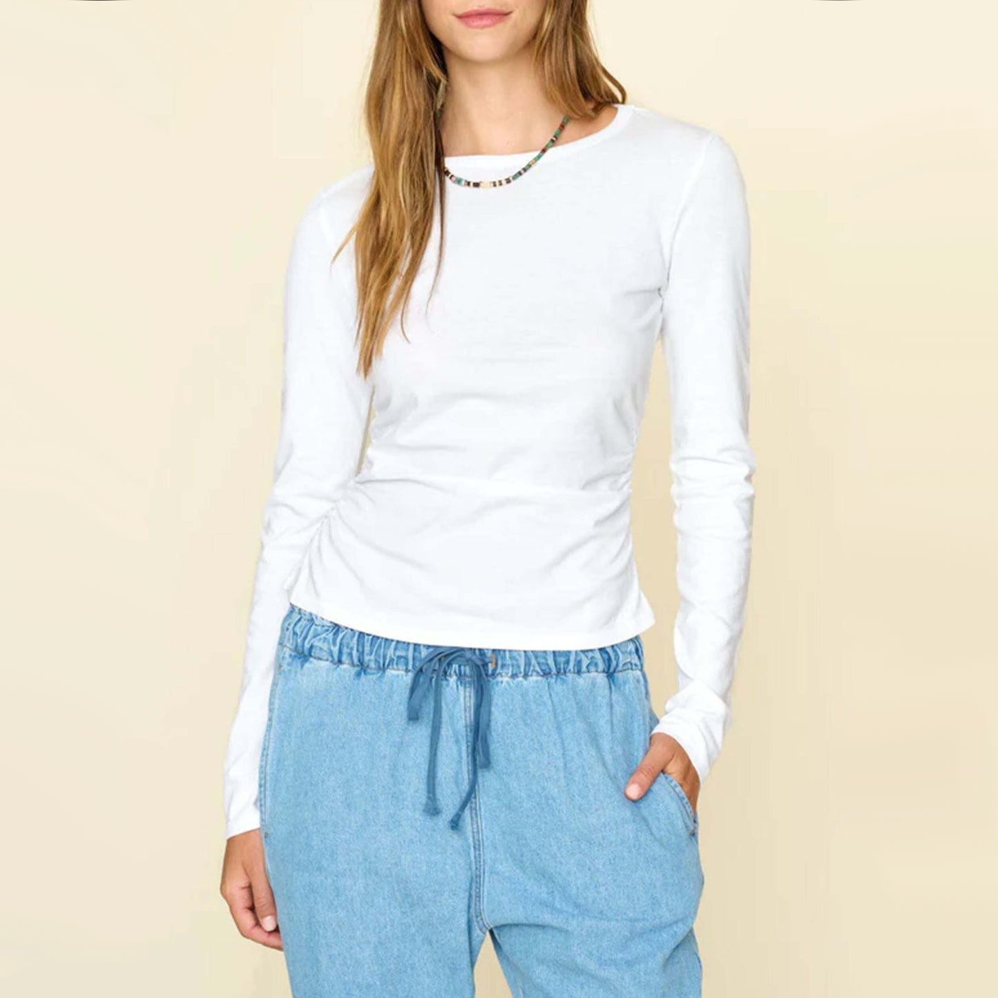 Xirena "Frankie" Long Sleeve Tee Shirt in White, size Medium (fits like Small)