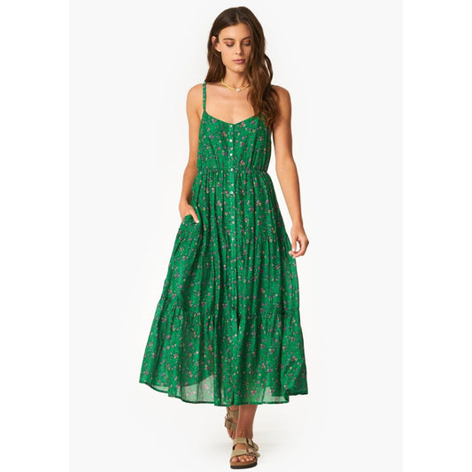 Xirena "Sophie" Floral Print Dress in Green, size Medium