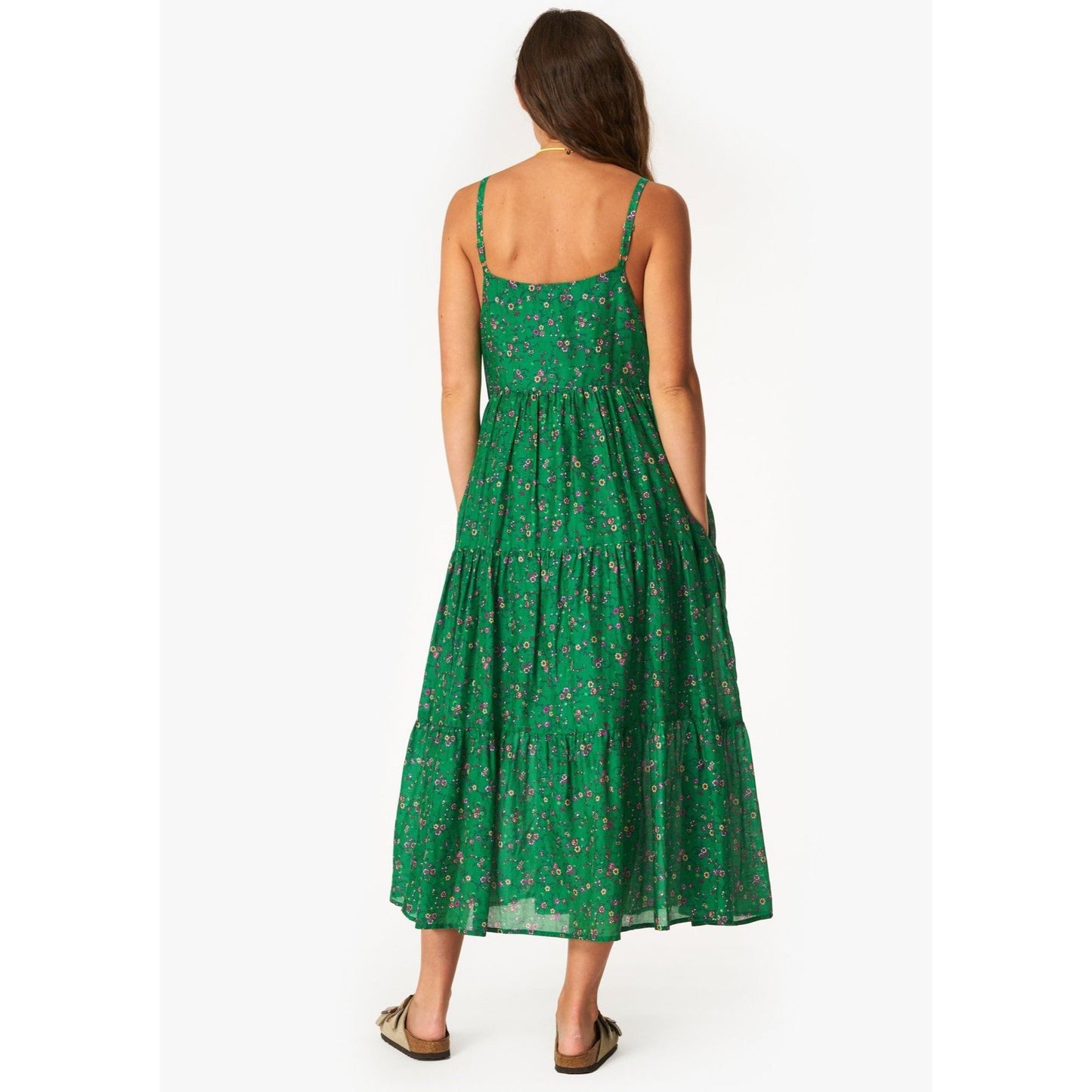 Xirena "Sophie" Floral Print Dress in Green, size Medium