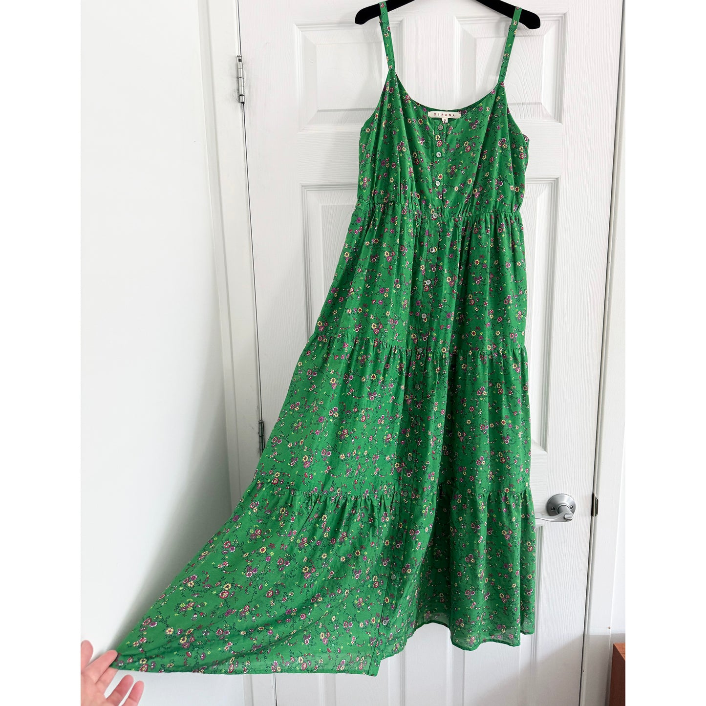 Xirena "Sophie" Floral Print Dress in Green, size Medium