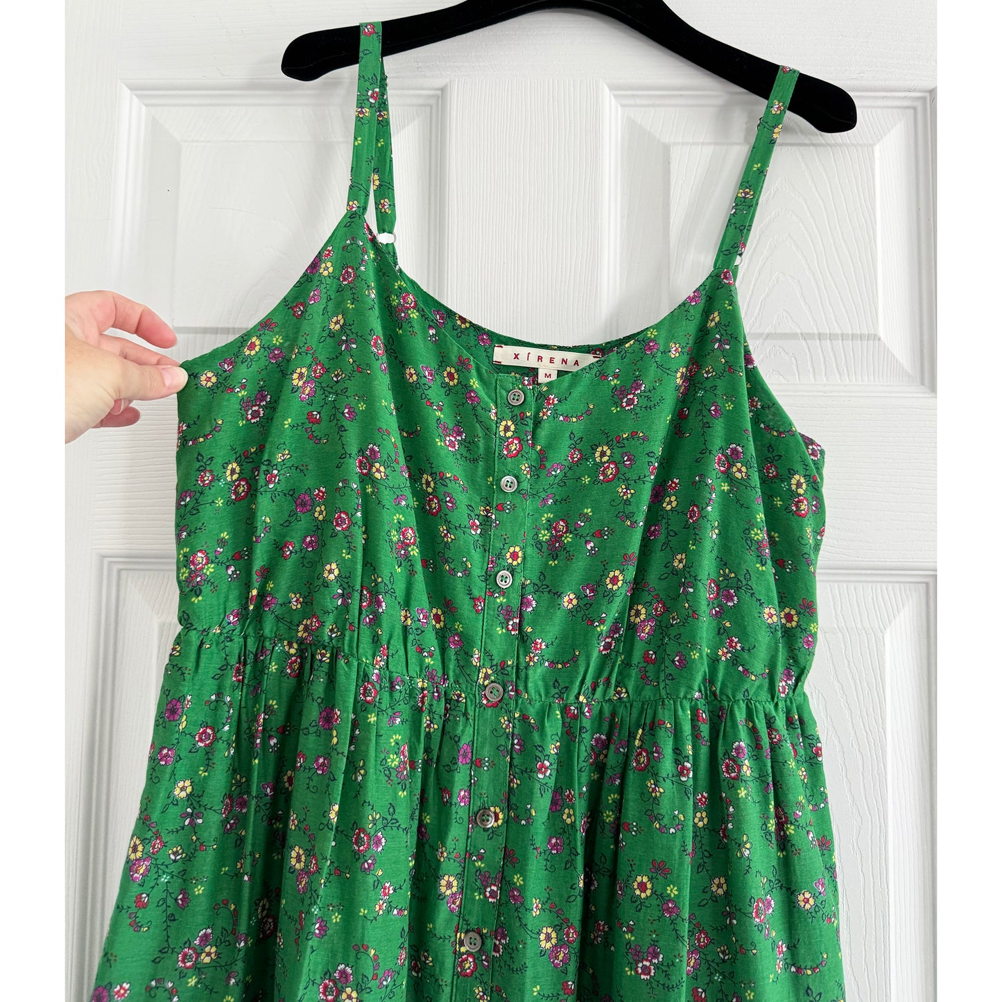 Xirena "Sophie" Floral Print Dress in Green, size Medium