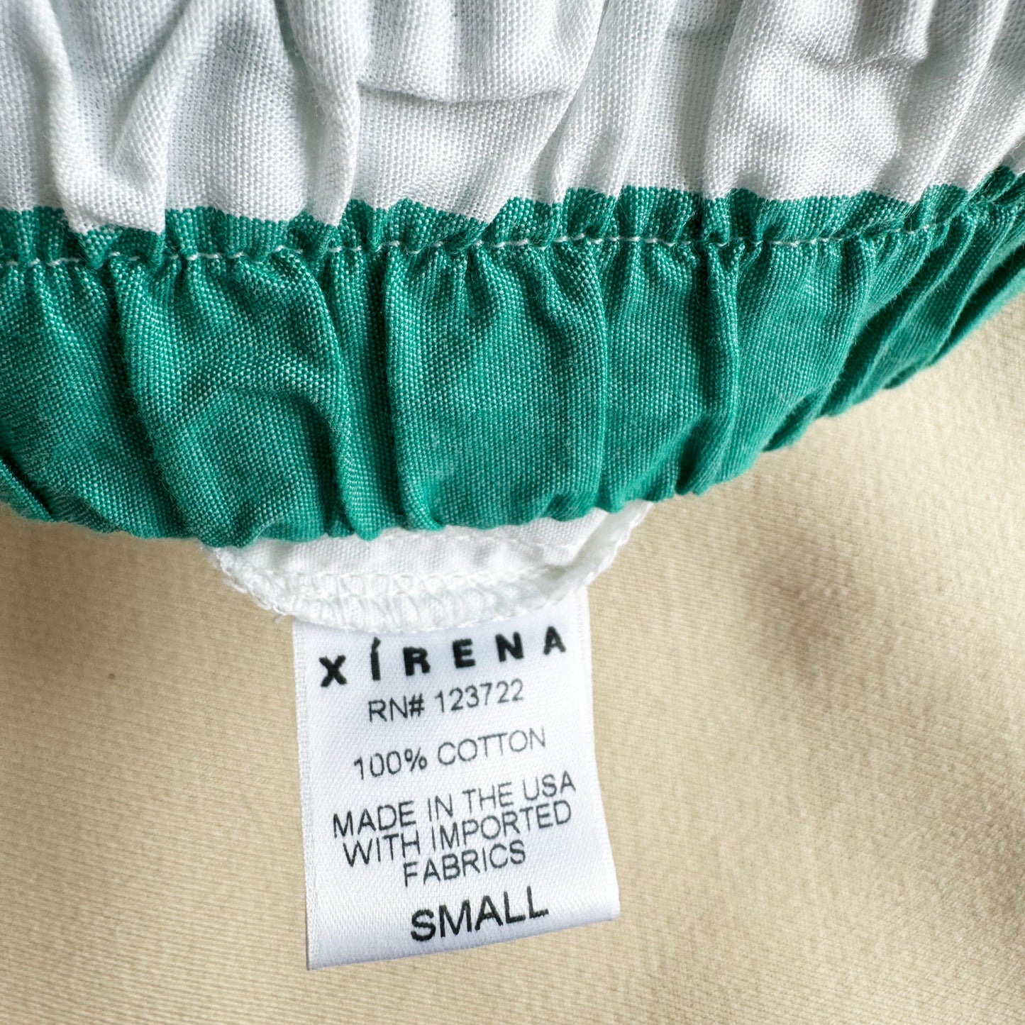 Xirena "Caysen" Striped Cotton Shorts in Julep Green, size Small