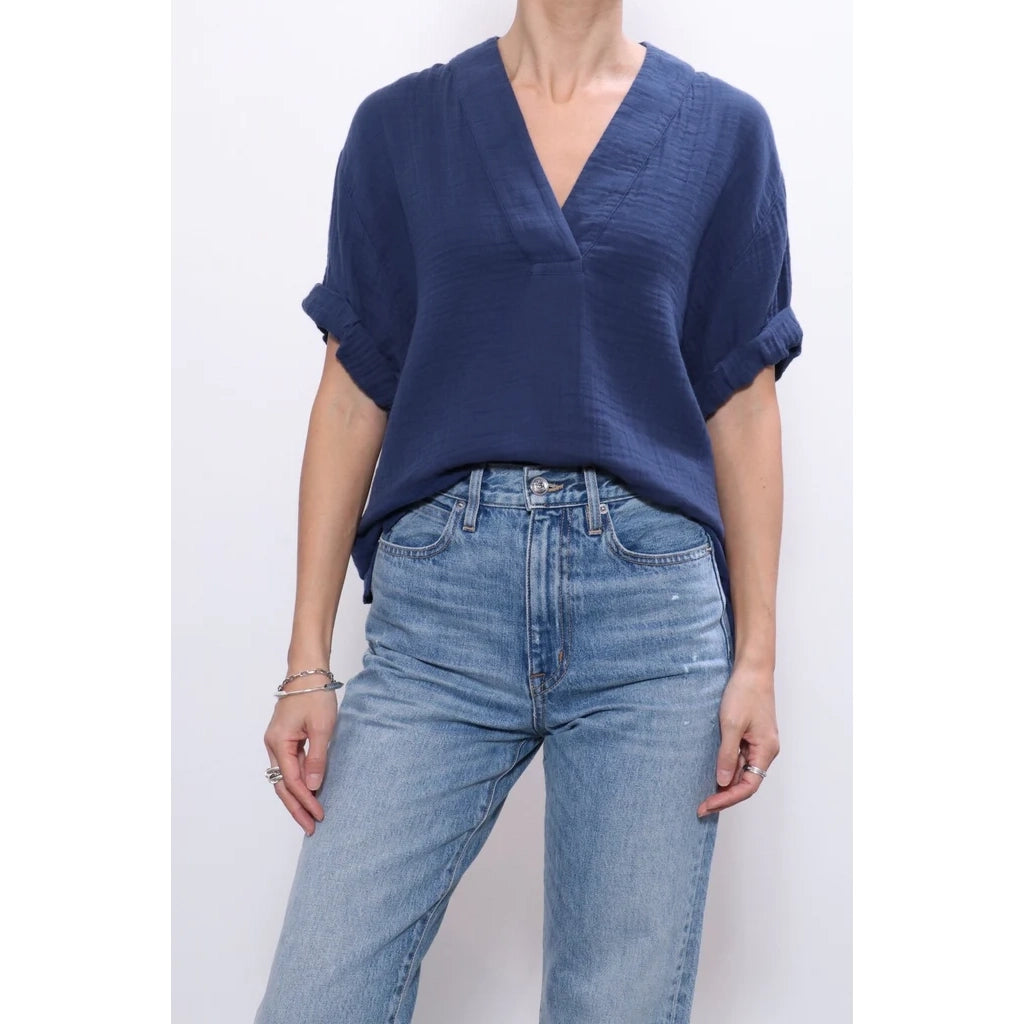 Xirena "Avery" Cotton Gauze Top in Blue, size Small