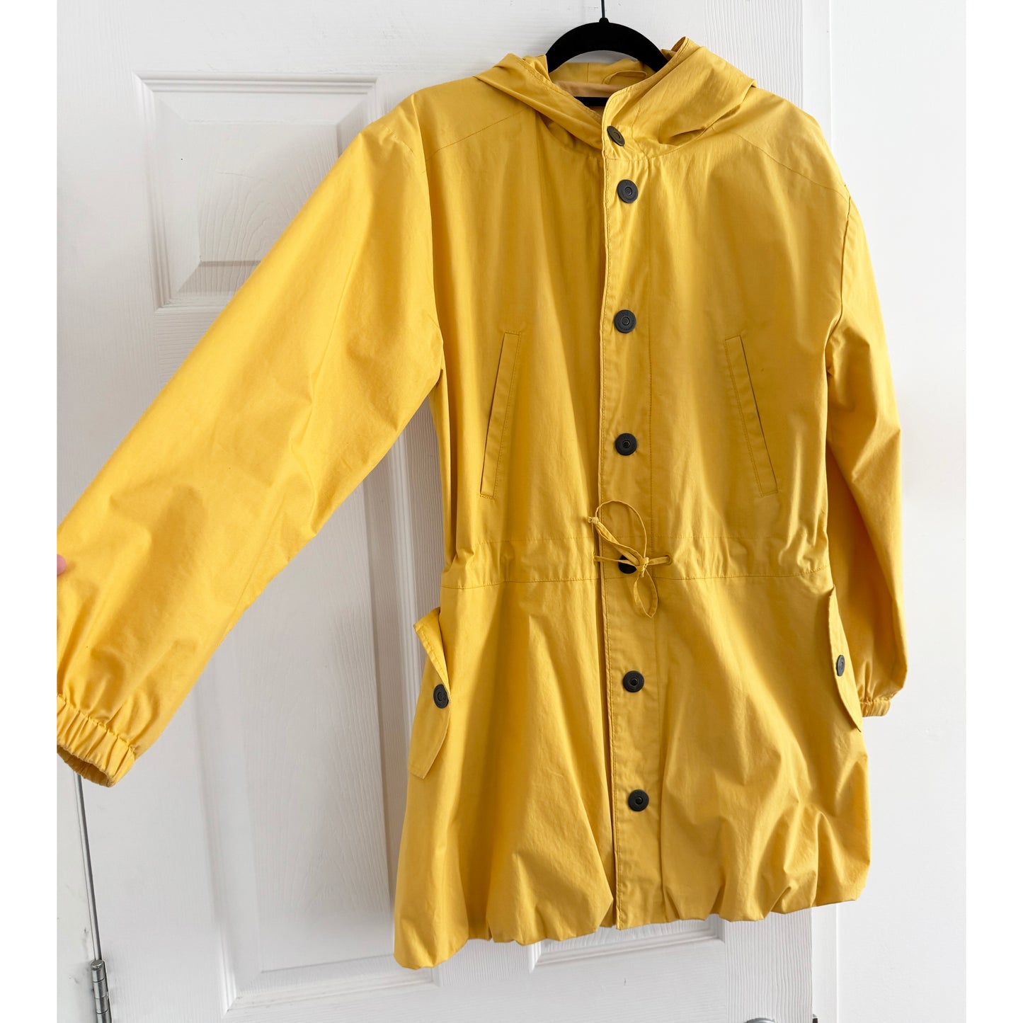 Y-3 Bubble Hem Jacket with Hood in Yellow, size Small