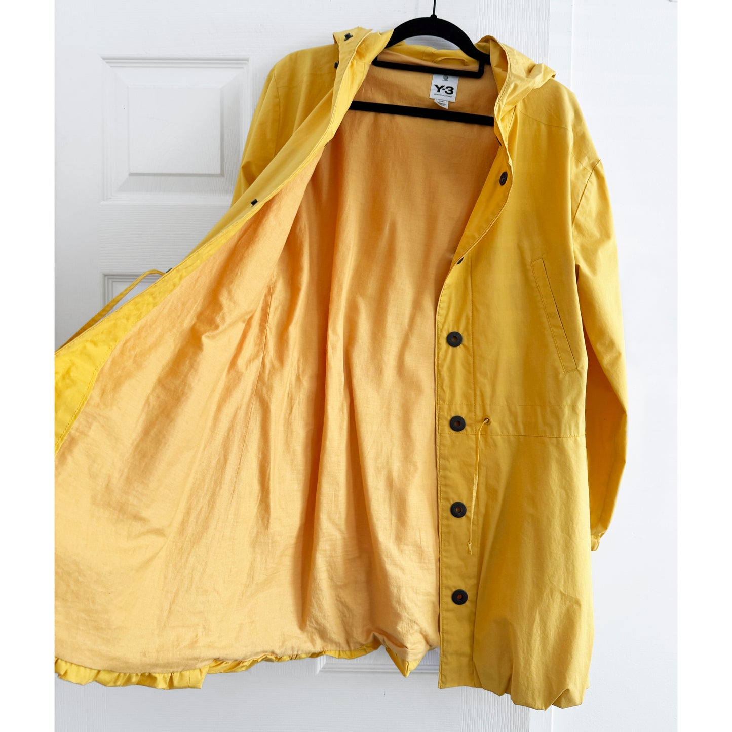 Y-3 Bubble Hem Jacket with Hood in Yellow, size Small