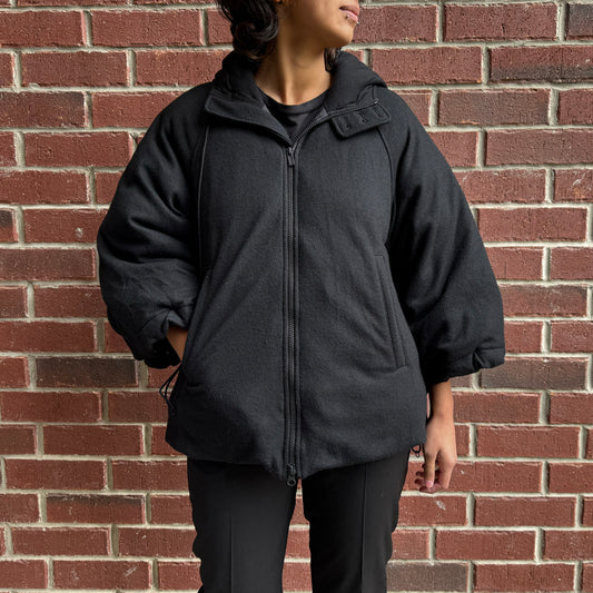 Y-3 Wool Puffer Jacket in Black, size Small
